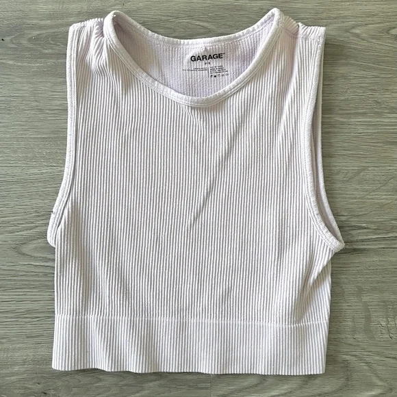 Purple Ribbed Garage Tank Size Small Cropped - Picture 1 of 2